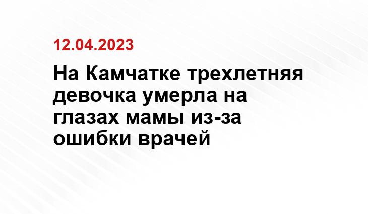 На Камчатке трехлетняя девочка умерла на глазах мамы из-за ошибки врачей